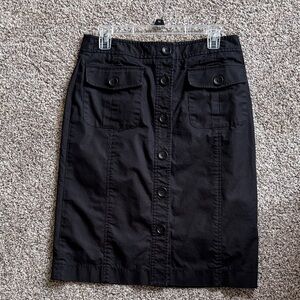 Banana Republic Black Button-Front Pencil Skirt
